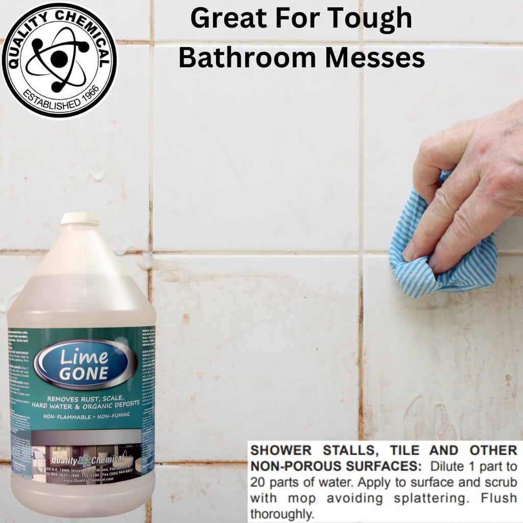 Quality Chemical Lime-Gone Remover - Calcium, Lime and Hard Water Stain Remover for Bathroom, Shower and Tile - Lime a Way - 128 oz (Pack of 1)