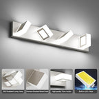 Ralbay 4-Light Brushed Nickel Vanity Light for Bathroom Metal Acrylic Modern LED Bathroom Light Fixtures