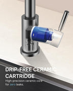 WEWE Kitchen Faucets with Pull Down Sprayer, Stainless Steel Single Handle 1 Hole for Family Kitchen Commercial Camper Laundry Rv Bar, Matte Gray