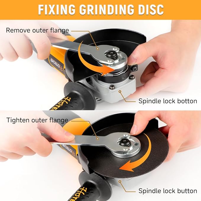 Hoteche 4-1/2-Inch Angle Grinder 6.3-Amp Compact Metal Cutting & Grinding Tool with Cutting Disc, Safety Gloves & Goggles