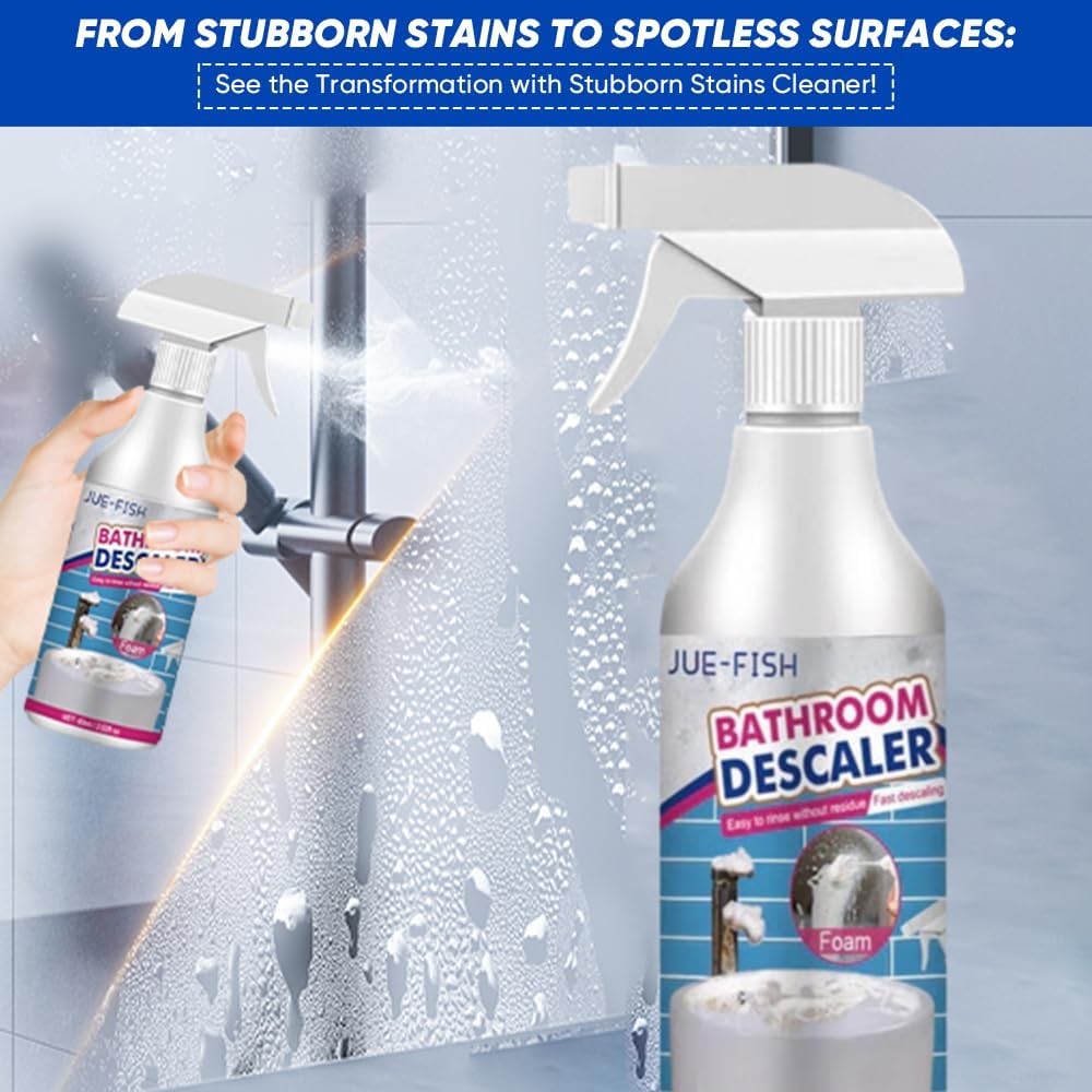 Bathroom Descaler Foam Cleaner: All-In-One Powerful Cleaner Spray - Strong Shower, Bathtub, Glass, Faucet, Tile, and Toilet Cleaner for Stubborn Stains & Limescale Removal (2)