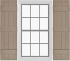 Board & Batten Vinyl Shutters (1 Pair) | 14.5"x59" (4-Board) - Coastal Sand Dune | Exterior Window Shutters | Includes Mounting Hardware | Simple Installation | Made in USA