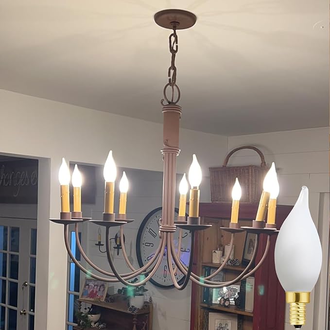 E12 Dimmable LED Bulb 40 watt Candelabra Light Bulbs 3000K Soft White Chandelier Light Bulbs 4W Frosted E12 Vintage LED Filament Vintage Candle Bulb with Decorative, 400lm, 6Pack.