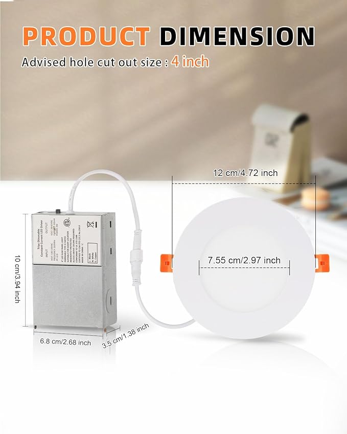 ZYC recessed Lighting 4 inch - 6Pack 9W 800LM High Brightness,5CCT 2700K/3000K/3500K/4000K/5000K Selectable,Ultra-Thin LED Recessed Ceiling Light,Dimmable Canless Wafer Downlight,Pack of 6 White.