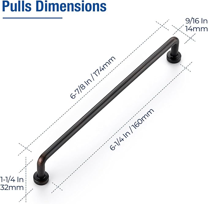 JOY DECOR Cabinet Pulls – 6-1/4 Inch Hole Center, Oil Rubbed Bronze, 10 Pack, Zinc Alloy Cabinet Handles for Drawers & Cupboard – Vintage Style Hardware for Kitchen, Bathroom, Dresser