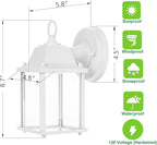 LIT-PaTH Outdoor LED Wall Lantern, Wall Sconce as Porch Light, 9.5W 800 Lumen, Aluminum Housing Plus Glass, 5000k-Matte White Finish, 1-Pack