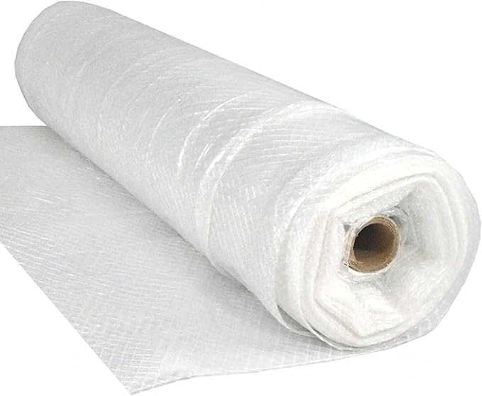 Farm Plastic Supply - Dura Skrim String Reinforced Clear Plastic Sheeting - 6 Mil - (24' x 100') - Reinforced Poly Film Tear Resistant, Weatherproof, Vapor Barrier Polyethylene Roll for Construction