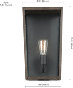 GLOBE Electric 44788 Greer 1-Light Outdoor Wall Sconce, Matte Black, Faux Wood Accents, Clear Glass Shade