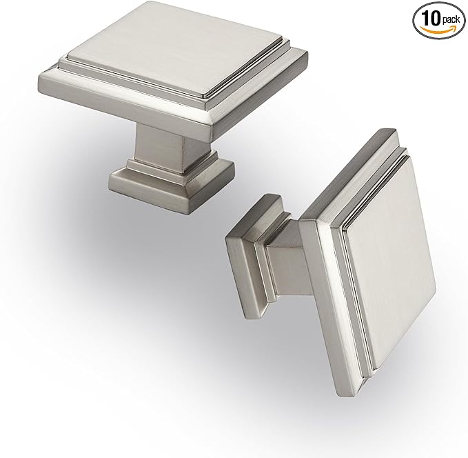 10 Pack Satin Nickel Cabinet Knobs Drawer Knobs Modern Cabinet Pulls Kitchen Cabinet Handles Kitchen Cabinet Hardware Timeless Drawer Pulls for Dresser Cupboard Wardrobe, Nickel-B(1x10)
