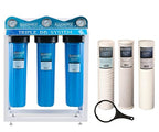 Whole House Well Water Filter System with Stand & Pressure Gauge, 3-Stage Home Water Purifier with 4.5" x 20" Filters – Removes Rust, Iron, Sand, Dirt, Sediment, Bad Taste & Odor