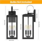 19 Inch Large Dusk to Dawn Outdoor Wall Light for House Exterior, 3-Light Outdoor Light Fixtures Wall Mount, E12 Black Modern Outside Porch Light Fixtures for House Garage Porch Patio Lights