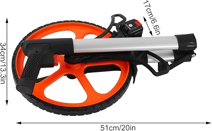 Distance Measuring Wheel in Feet, HighAccuracy Mechanical Hand Measuring Wheel with Wide Range Meters/Feet | Nylon PC Aluminum Construction | Ideal for Road and Land Surveys