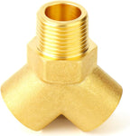 GASHER 2PCS Brass Pipe Fitting Male Branch Tee Y Adapter 3/8" NPT Female x 3/8" NPT Female x 3/8" NPT Male