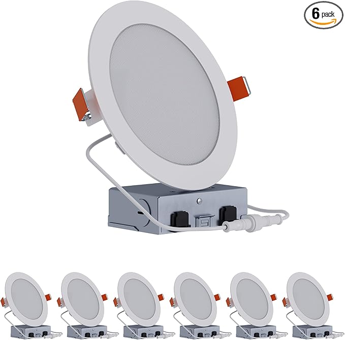 HALO HLB Recessed Lighting 6 Inch LED Canless, Ceiling and Shower Light, Dimmable w/Selectable Lumens and Color Temperatures 6-Pack - HLB6LSFS5-6PK