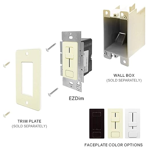 HitLights 60W LED Driver and Dimmer Switch Single Integrated Unit, EZDim 120V AC to 24V DC, Wall Dimmer Switch Compatible with Most Solid Color 24VDC Tape Lights and Fixtures, UL Listed
