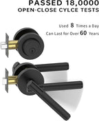 Asidrama Premium Black Zinc-Alloy Front Door Lock Set: Double Cylinder Deadbolt, Heavy Duty Security Handleset for Left/Right Exterior Doors, Universal Entry Locks (1 Pack)