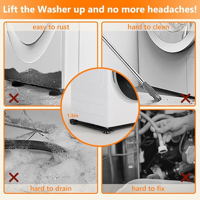 LUCKUP Heavy Duty Appliance Rollers, Extendable Washing Machine Stand Furniture Rollers Mobile Fridge Base Furniture Sliders for Refrigerators Washer and Dryer Support 660 lbs, Black