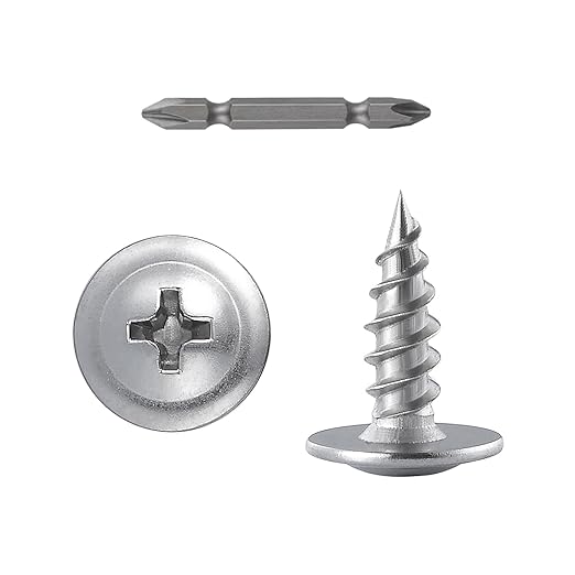 (400 pcs)#8×1/2" Phillips Truss Head Wood Screws Stainless Steel 410 Quick Metal Self Tapping