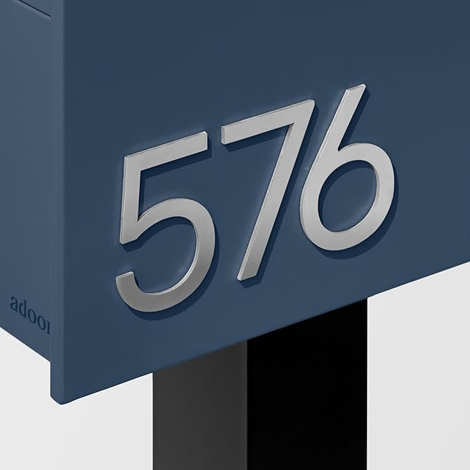 Adoorn 4 Inch Mailbox Numbers - Number 9, Silver Color, Each Sold Individually, Premium Metal Self Stick Address Numbers, Weatherproof Mailbox Numbers for Outside