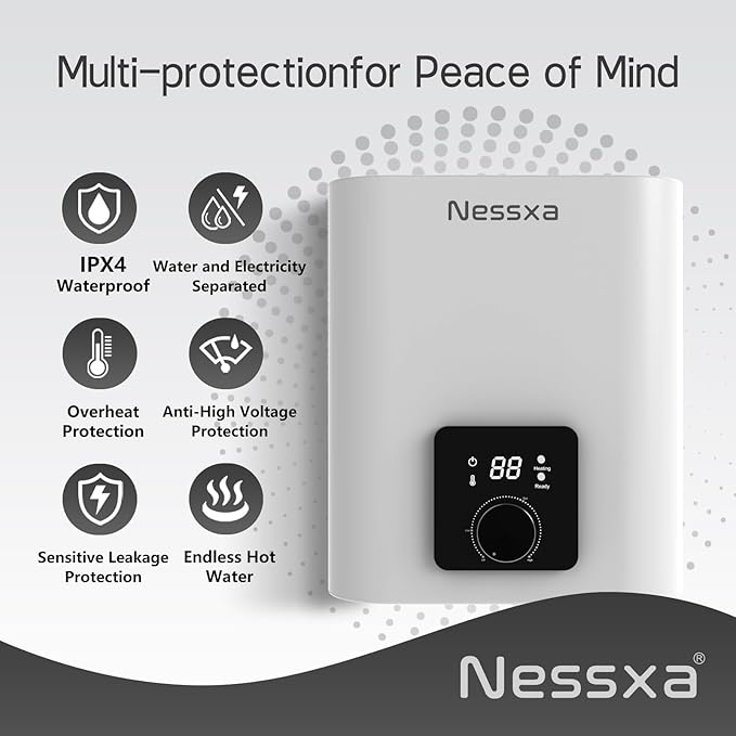 1.8 Gallon Electric Mini Tank Water Heater, 110V 1500W Point of Use On Demand Under Sink Instant Hot Water Heater for Home Kichen Bathroom