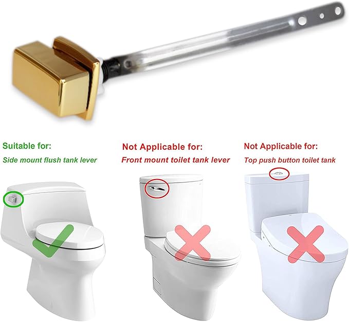 Toilet Flush Handle Replacement, Side Mount Toilet Tank Lever Compatible with Kohler 85114-CP Trip Lever Kit, Polished Golden