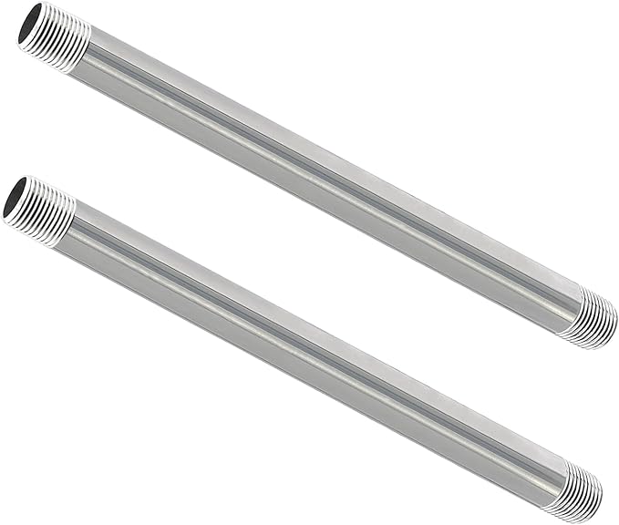 GeilSpace 3/4" x 14" Stainless Steel Pipe, 304 Pipe Nipple Fits Standard 3/4 Inch Threaded Pipes and Fittings, DIY Industrial Metal tube (2 PCS)