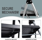 3-Step Ladders Folding Step Stool with Anti Slip Pedal and Handgrip Portable Sturdy Ladder for Home & Office 330 Lbs Silver Grey