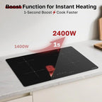 ThermoMate 30 Inch Induction Cooktop, 7200W Built in Induction Stove Top, Electric Cooktop with 4 Boost Burner, 9 Heating Level, Timer & Child Safety Lock, Sensor Touch Control, 240V