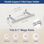 TQKAG Polished Chrome 5 Piece Bathroom Hardware Accessories Set 23.6" SUS304 Stainless Steel Bathroom Towel Bar Holder Sets Double Post Pivoting Toilet Paper Holder Set Wall Mounted