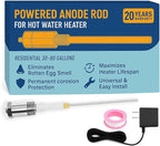 Podoy Powered Anode Rod for Hot Water Heater, Stops Corrosion and Eliminates Rotten Egg Smell for 30-80 Gallon Water Tank Except Bradford White, Titanium Electric Anode Rod Replacement Universal 9.4"