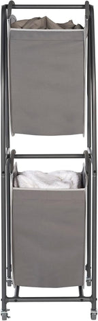 Neatfreak - 2 Tier Laundry Sorter - Laundry Hamper With Wheels & 2 x Laundry Basket Tote Bags For Dirty Clothes, Towels, Blankets, Bathroom Storage & Laundry Room Organization