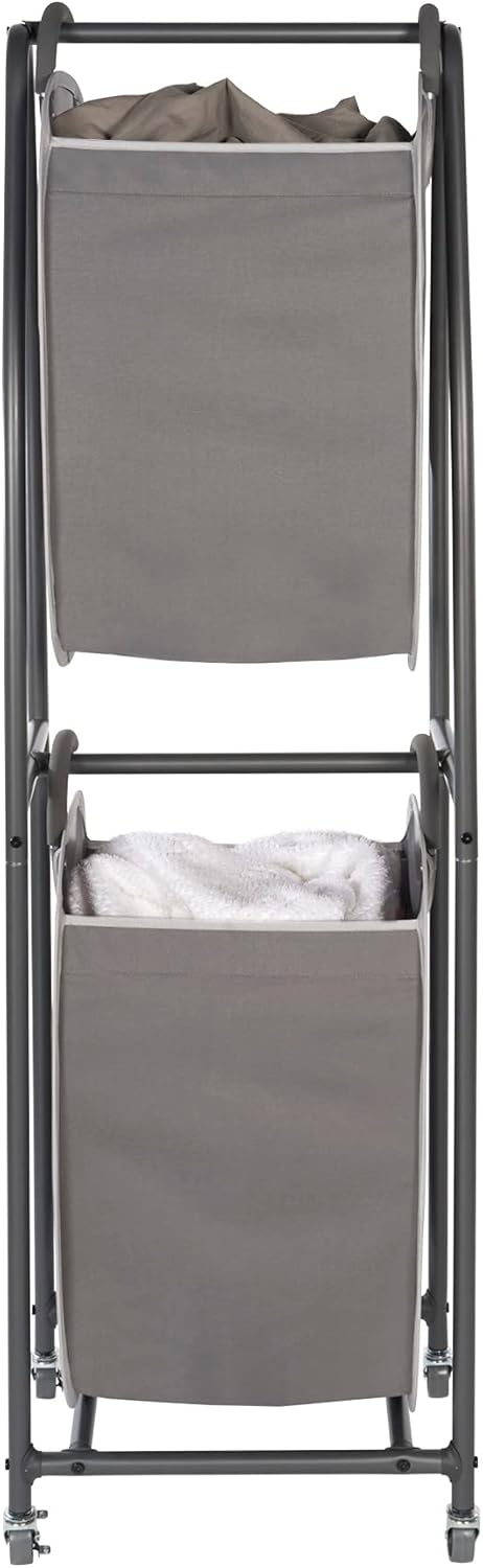 Neatfreak - 2 Tier Laundry Sorter - Laundry Hamper With Wheels & 2 x Laundry Basket Tote Bags For Dirty Clothes, Towels, Blankets, Bathroom Storage & Laundry Room Organization