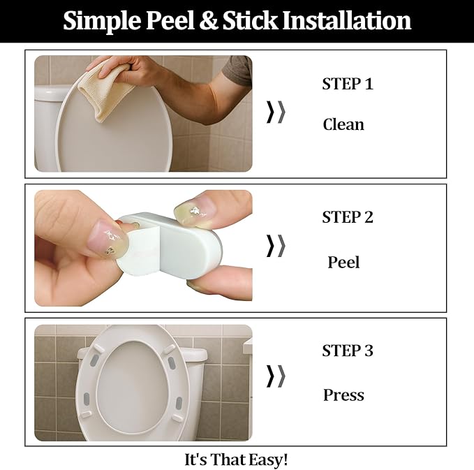 4 Pack Universal Toilet Seat Bumpers Stable Toilet Seats, Noise Reduction, and Easy Installation Equipped with Durable Adhesive Fits Most Toilet Models