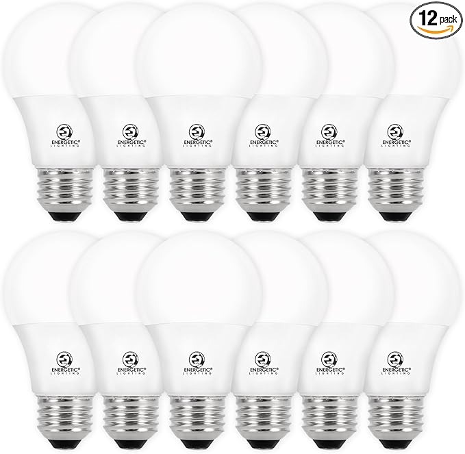 E ENERGETIC LIGHTING Dimmable LED Light Bulbs, 60W Equivalent, Cool White 4000K, 8-8.5W 800 Lumens LED Bulbs, E26 Base Standard Light Bulbs, ETL Listed, 12 Packs
