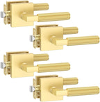 Asidrama 4 Pack Gold Passage Door Handles, Door Lever with Door Knobs Indoor for Bedroom or Bathroom, Heavy Duty Door Handles Interior with Locks for Left Right Sided Doors