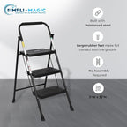 SIMPLI-MAGIC 3-Step Ladder, 800 LBS Capacity Folding Step Stool – Anti-Slip Wide Steps & Handgrip – ANSI Certified Lightweight & Durable Steel Stepping Stool for Kitchen, Home, Office & Garage