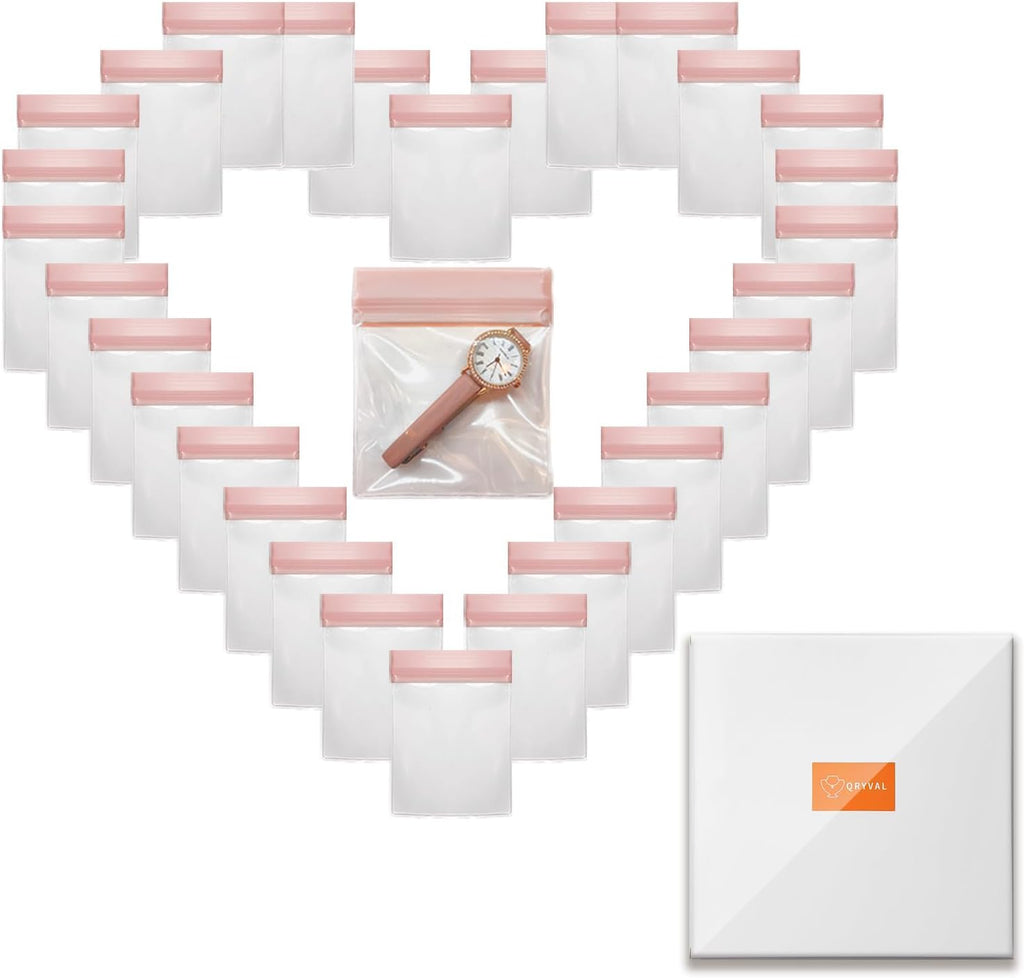 30 PCS Clear Plastic EVA Anti Tarnish Jewelry Storage Bags, Zip Ziplock Jewelry Pouches for Selling & Gift, Little Mini Travel Organizer for Ring Earing Chain Bracelet (L)