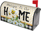Summer Bee Buffalo Plaid Mailbox Cover Spring Daisy Floral Mailbox Cover Magnetic Standard Size 21" x 18" Farmhouse Rustic Welcome To Our Home Mail Box Covers Garden Yard Home Decor for Outdoor