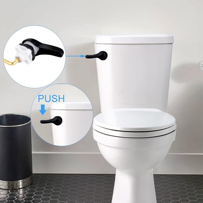 iFealClear 2-Pack Toilet Handle Replacement Kit, Universal Front-Mount Tank Flush Lever, Solid Brass Trip Lever - Matte Black