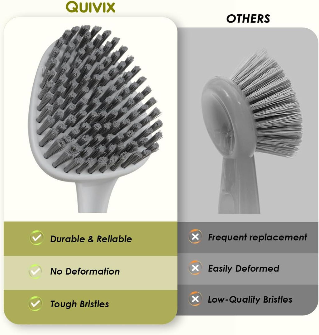 Heavy Duty Scrub Brush with Long Handle, Grout Cleaner Brush, Stiff Bristles Scrub Brushes for Cleaning Bathtub, Bathroom, Shower, Tile, Carpet, Kitchen, Sink (Green)