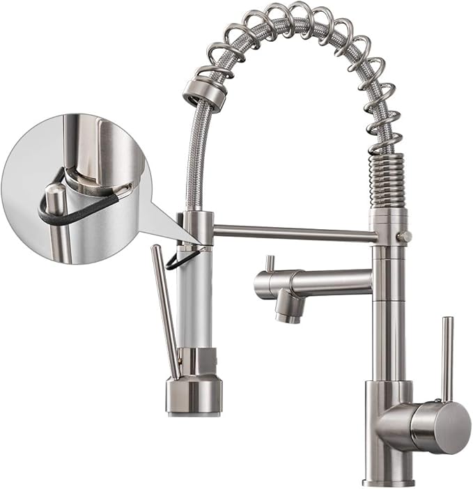 AIMADI Kitchen Faucet with Pull Down Sprayer,Commercial Single Handle High Arc Stainless Steel Brushed Nickel Kitchen Sink Faucet