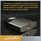 LanuBe 304 Stainless Steel Keyed Alike Padlocks for Outdoor use, Pin Tumbler Padlock, 2 inch Wide Body, Stainless Steel Body Normal Shackle, Pack of 2