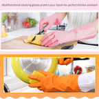 Alimat PluS 3 Colors Rubber Dishwashing Gloves Without Liner, Reusable Cleaning Gloves Latex Free, Waterproof Household Cleaning Gloves for Laundry, Gardening(Large)