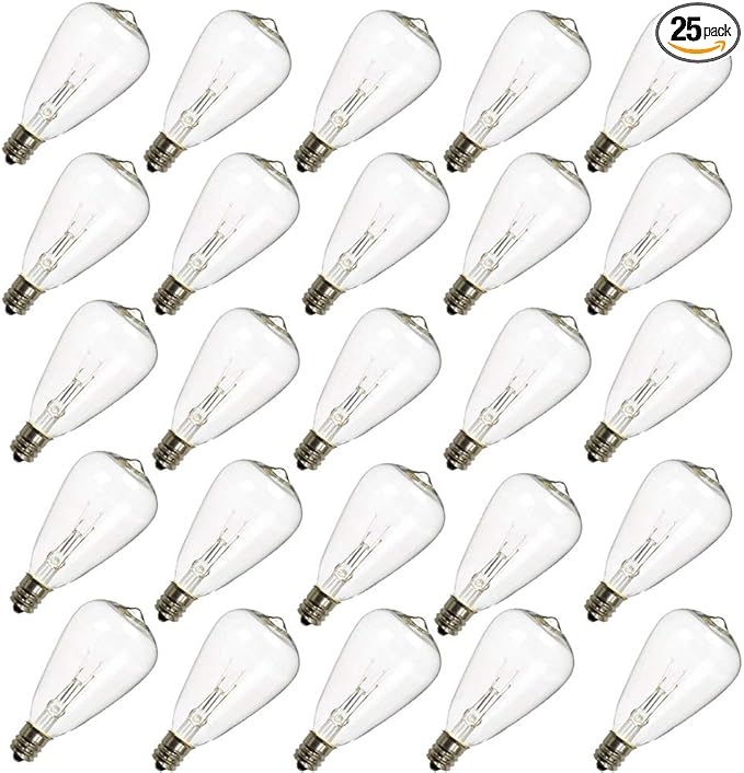25-Pack ST35 Light Bulbs Replacement Edison Clear Bulbs -5 Watts C7/E12 Screw Base for Indoor/Outdoor Patio String Lights