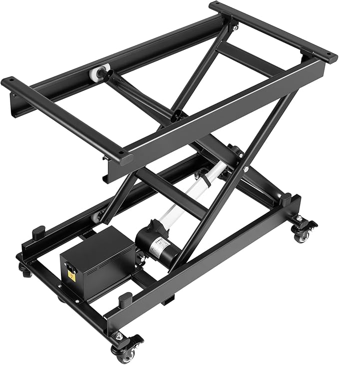 VEVOR Electric Lift Table, 330 lbs Capacity Single Scissor Lift Table, 8-28 in Height Adjustable Lifting Platform, Coffee Table Lift with 4 Wheels, for Material Handling and Transportation, Black