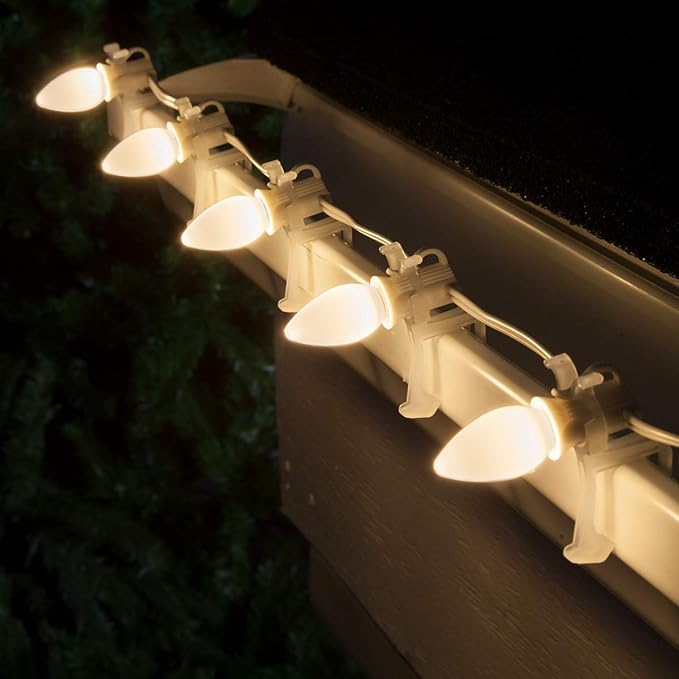 Wintergreen Lighting 25 Pack OptiCore C7 LED Christmas Light Bulbs - Replacement LED Christmas Lights Heavy Duty Premium Outdoor Christmas Lights, E12 Base (Warm White Smooth)
