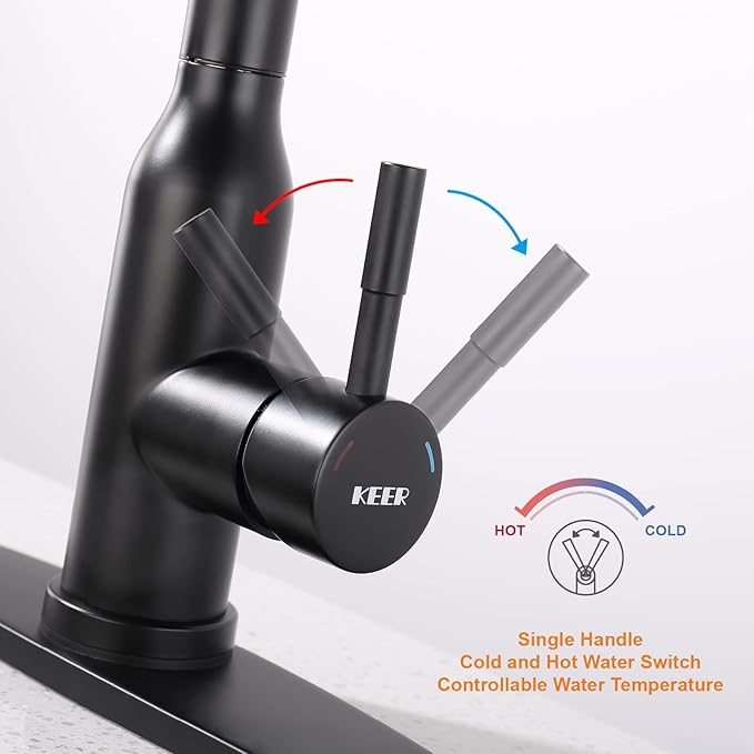 Touch Kitchen Faucet,KEER Smart Kitchen Sink Faucet with Pull Down Sprayer, Touch on Activated Kitchen Bar Sink Faucet Brushed Nickel, Stainless Steel (Matte Black)