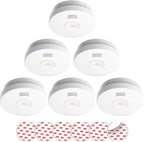 SITERLINK Smoke Detectors 10 Year Battery Operated,UL217-9th Listed Smoke Alarm with Test-Silence Button,Photoelectric Sensor Fire Alarms Smoke Detectors with LED Lights for Home, GS525A (6 Pack)