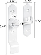 2 Packs 180 Degree White Barn Door Lock, Flip Gate Latch with Handle, Heavy Sliding Door Latches, Door Security Sliding Latch Lock for Cabinets, Bathroom, Garden, Window, Garage