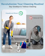 IEZFIX Electric Spin Scrubber, Bathroom Power Shower Scrubber Cleaning Brush for Tub/Tile/Floor/Toilet/Kitchen, 8 Cleaner Scrub Brush Heads, 3 Speeds 450RPM Max, Telescopic Rod Black